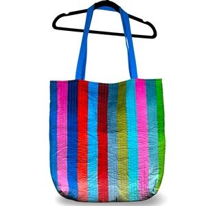 Rainbow Ombre Quilted Large Tote Handcrafted Handmade Coastal Grandma Teacher